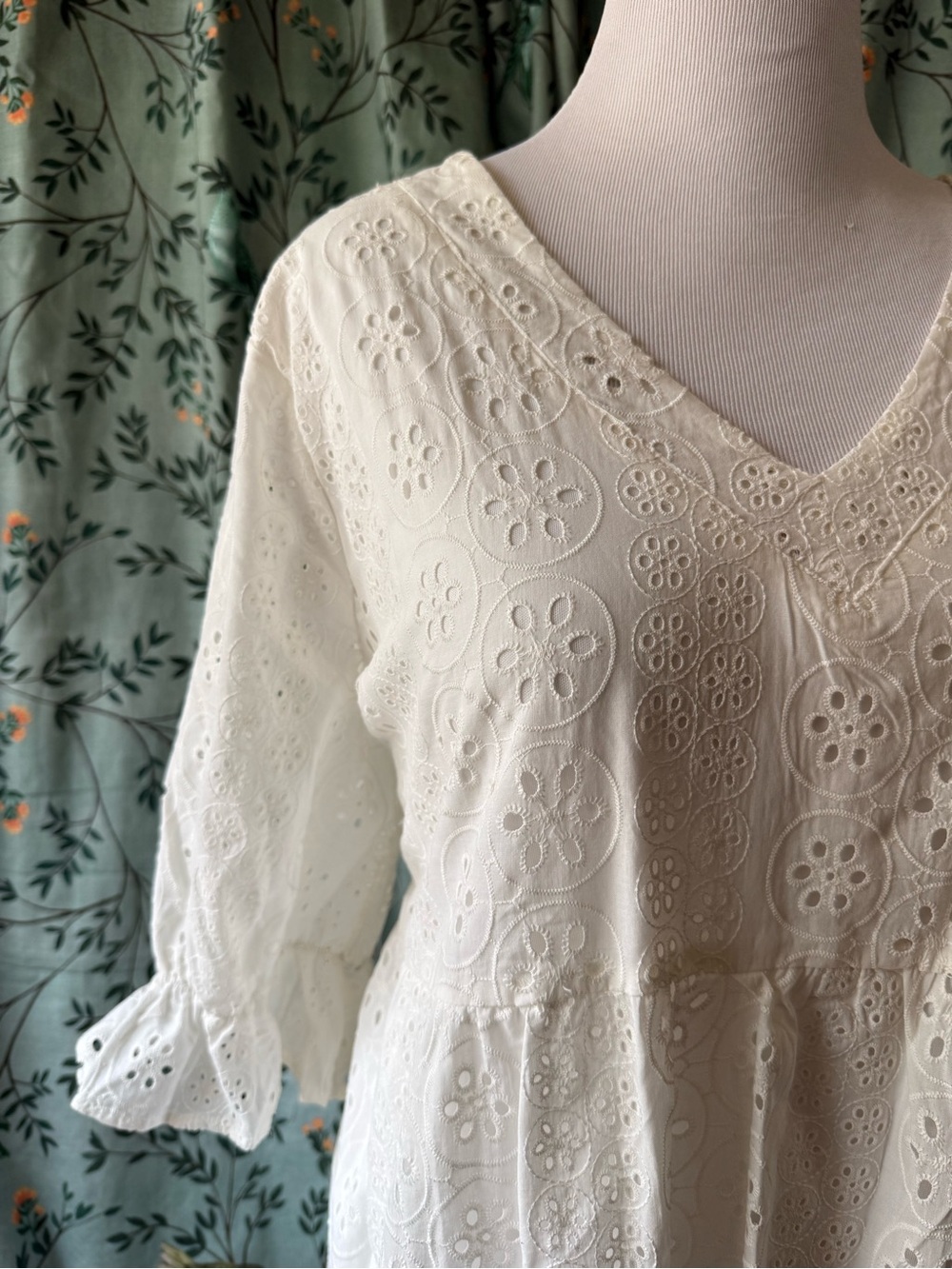 Modcloth White Eyelet Midi Dress